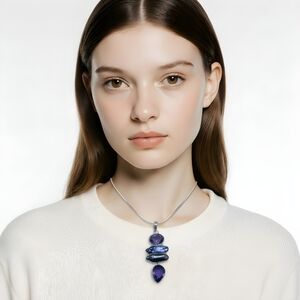 Sterling Silver 925 Pendant With Semiprecious Stones.